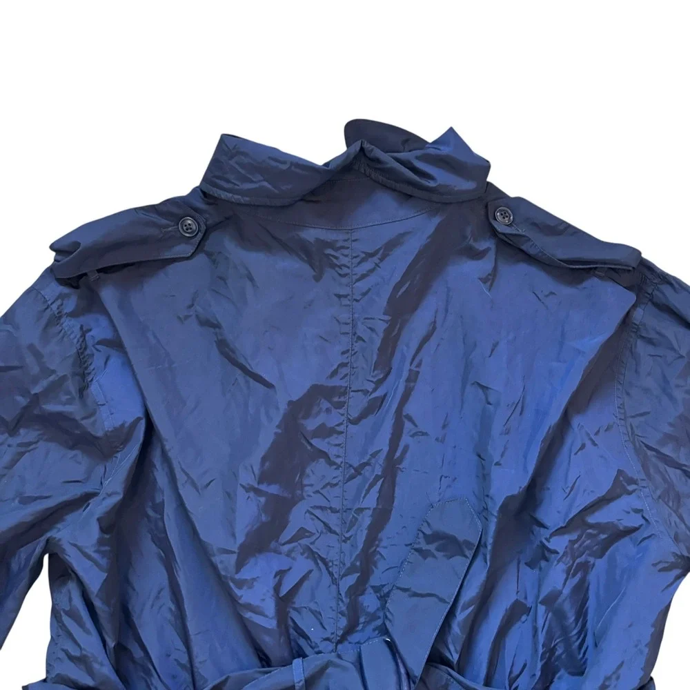 Polo Ralph Lauren Mens Navy Blue Nylon Double Breasted Trench Coat XL Epaulets‎
